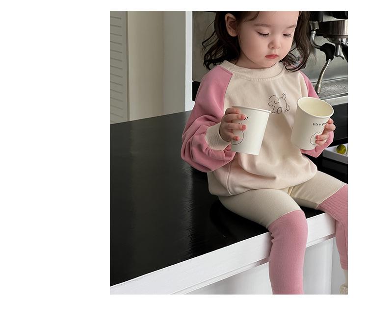 Korean Style Girls' Two-Piece Autumn Sweatshirt & Leggings Set