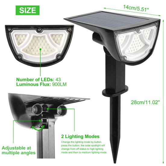 2/4Pcs Solar Spotlights Outdoor Waterproof Adjustable Wall Front Rear Lighting Landscape Lights for