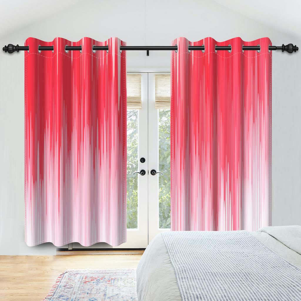 2Pcs/Set Colourful Gradient Window Curtain Bright Multicolor Blackout  Polyester Fabric Study Bedroom Living Room Decor Curtain