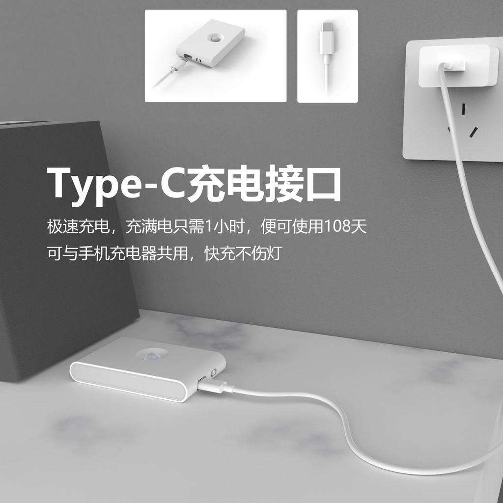 1/2/4PCS Smart Induction Night Light LED Human Body Infrared Type-c Charging Wireless Magnetic Night Light Bedroom Cabinet Light