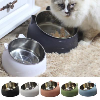 Puppy Feeder Stainless Steel Water Food Dish Protect The Cervical Spine Feeding Bowl Pet Dog Cat