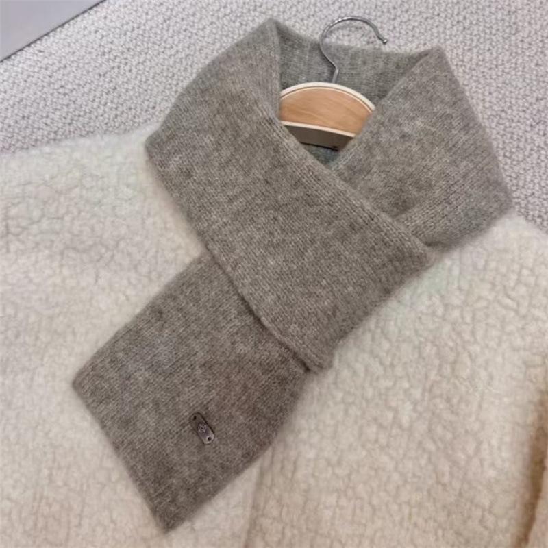 New Japanese and Korean Style Wool Knitted Blended October Siege Winter Piercing Earring Small Scarf Versatile Warm Neck Scarf