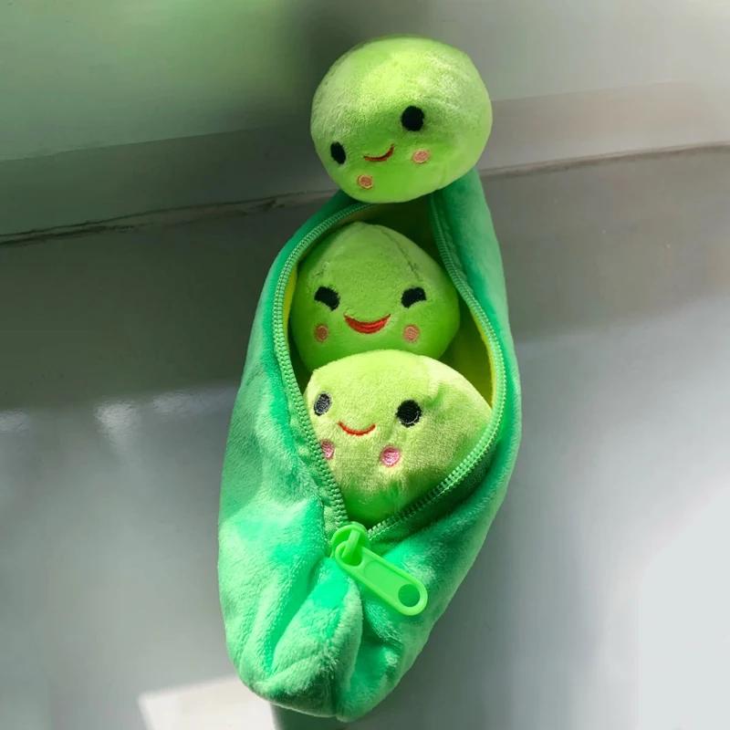 25CM Cute Children's Baby Plush Peas Filled Plant Doll Toy Children Kawaii Quality Pea-shaped Pillow Toy Boy Girl Gift