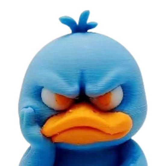 Cartoon Angry Duck Figurine 3D Printed Frowning Sitting Duck Statue Sculpture Little Blue Yellow Duck Ornament Decoration