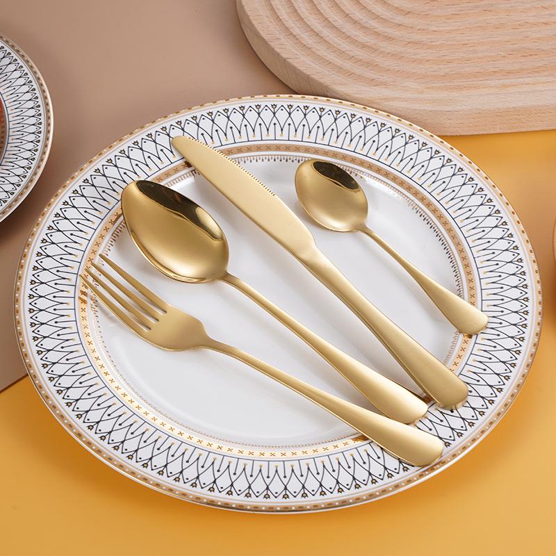 24-Piece Stainless Steel Cutlery Set: Steak Knife, Fork, Spoon & Dessert Spoon