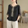 2026 Summer Tencel Linen Mid-Sleeve T-Shirt for Middle-Aged & Elderly Women, Loose Casual Solid Color Top