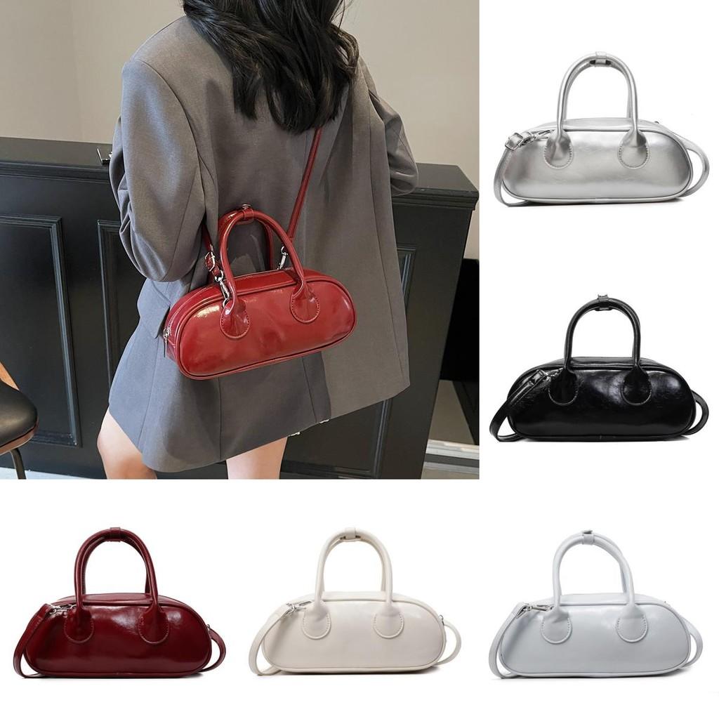 Versatile Color Solid Pu Boston Bag Zipper Closure Women Accessories Bags Travel