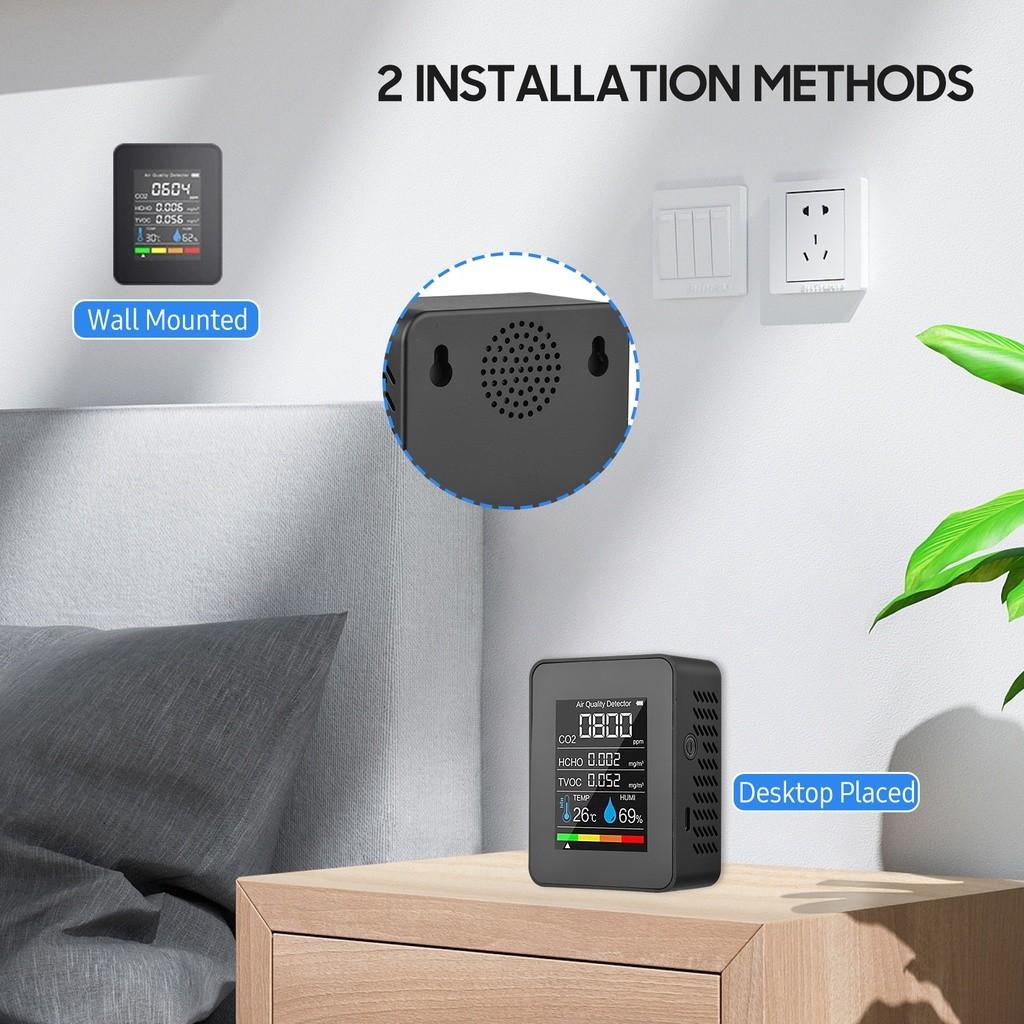 Portable Multifunction Indoor Air Quality Monitor LCD Digital Color Screen CO2 Detector 5 in 1 Formaldehyde TVOC Tester