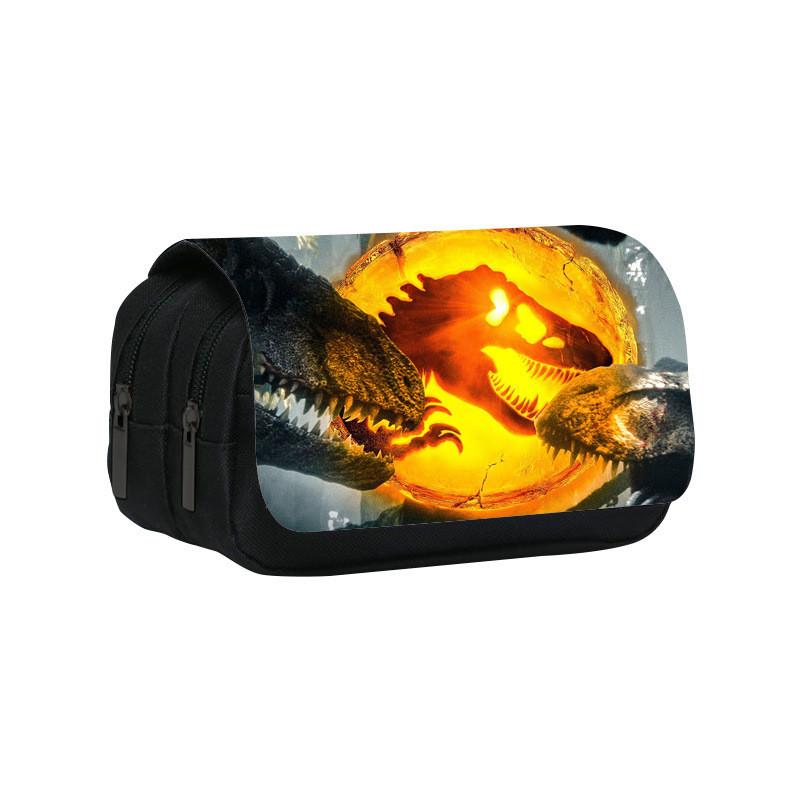 Jurassic World Dinosaur Pattern Double Layer Stationery Storage Bag For Students And Office Use