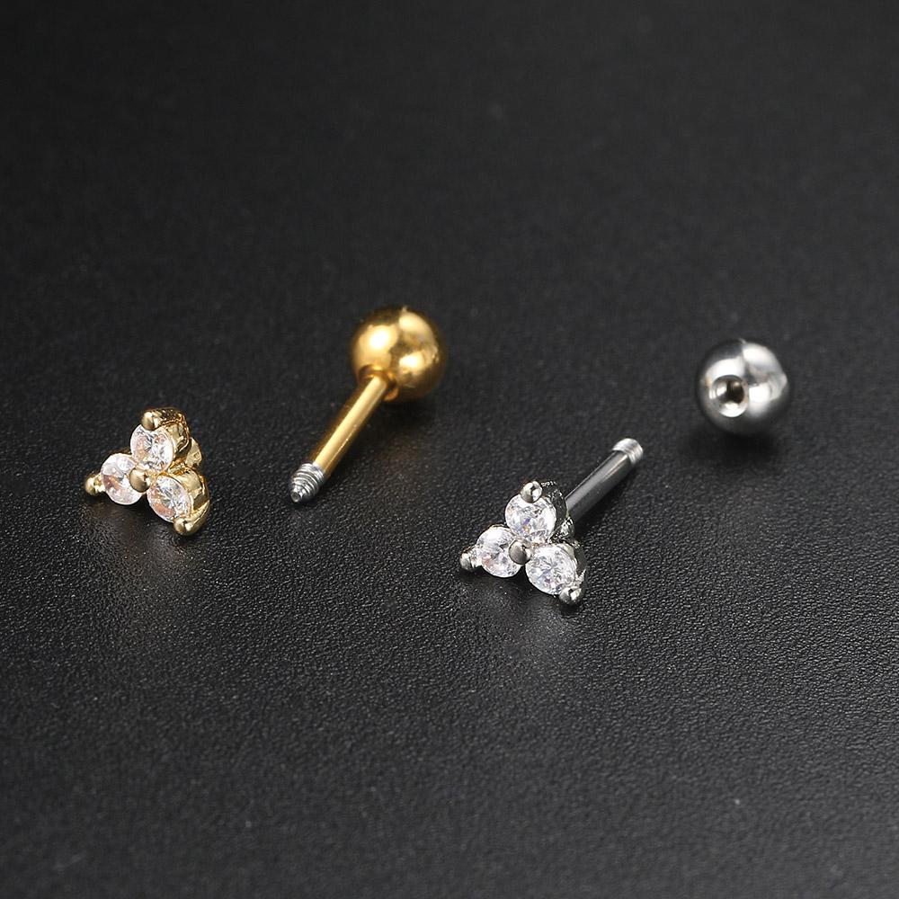 1 Par Brincos Piercing Septo Conch Tragus para Mulheres Coroa Estrela Zircônia Cor Dourada Hélice Daith Lóbulo Cartilagem Piercing Joia de Orelha