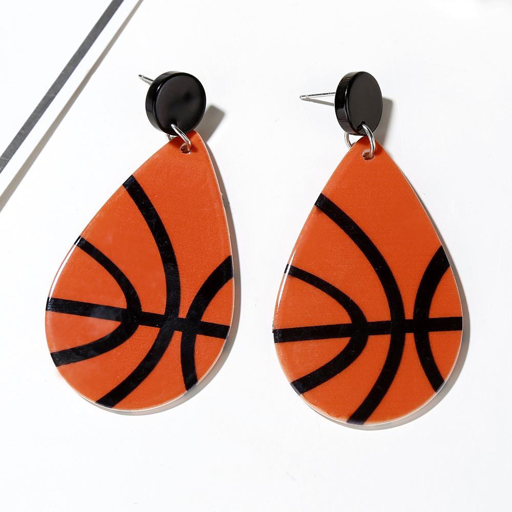 European and American Trendy New Acrylic Water Drop Earrings, Basketball and Football Earrings