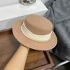 Autumn and Winter New Australian Wool High-quality Hat Pearlescent Yarn Pleated Top Hat French Retro Flat Top Hat