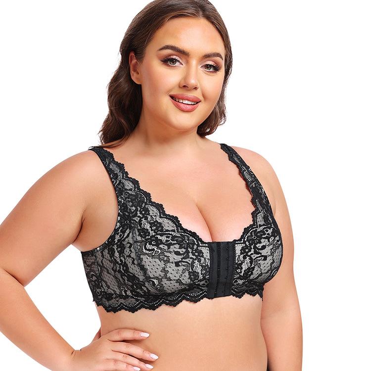 European and American large-size lace full-cup underwear women's double breasts large-size bra vest bra