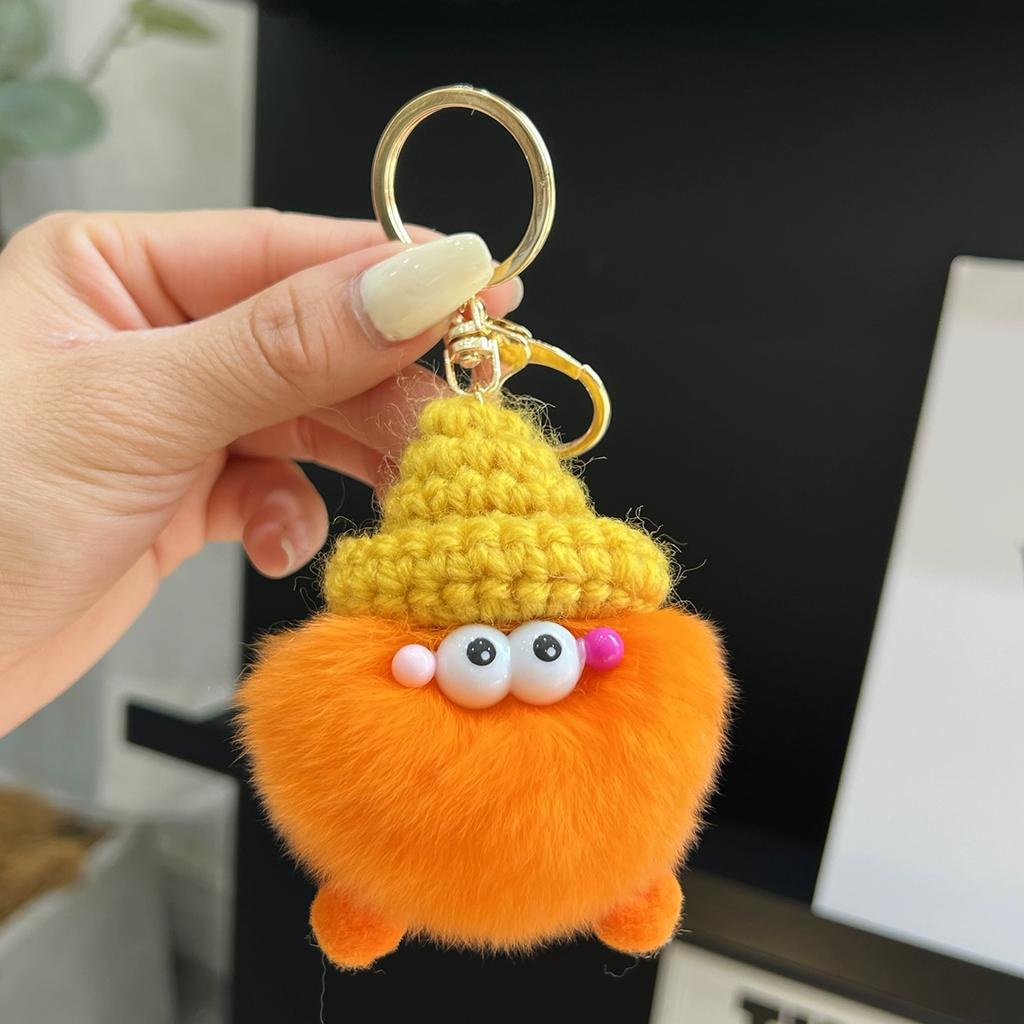 Small Coal Balls Korean Ins Internet Celebrity Rex Rabbit Hairball Cute Elf Schoolbag Pendant Car Keychain Mobile Phone Pendant