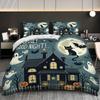 3-piece Halloween Themed Ghost and Castle Pattern, 1 Duvet Cover+2 Pillowcases, Coreless, Soft and Comfortable Duvet Cover Set