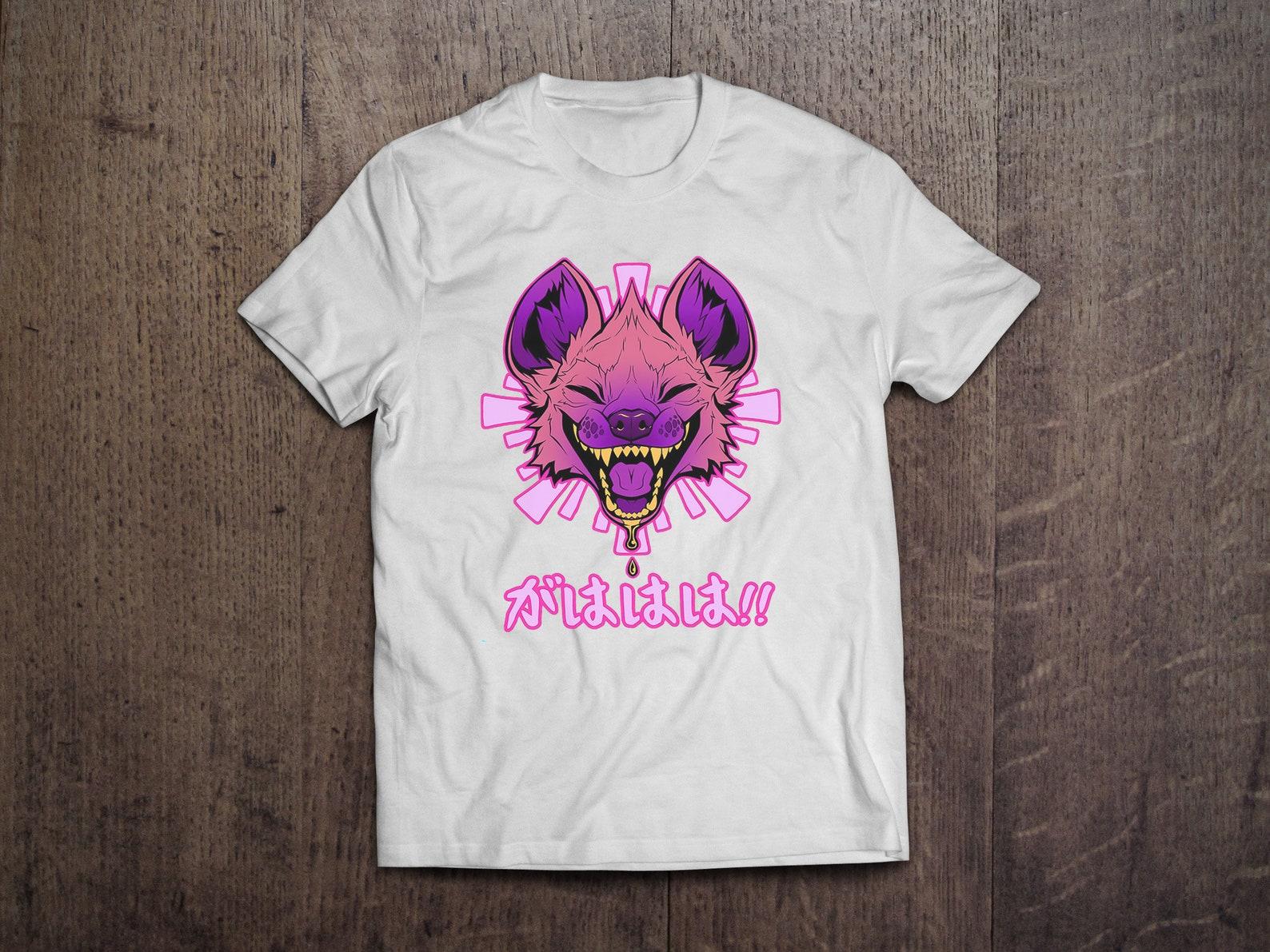 GAHAHA Hyena Vaporwave Japan Art / Heavyweight cotton unisex T shirt with print tee top XL