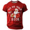 Einfaches Mode-T-Shirt mit Buchstabenaufdruck für Herren, kurzärmelig, lässig, HO HO HOLD MY BEER T-Shirt, tägliches Streetwear-Top für Herren und Damen, Weihnachtsmann-Grafik