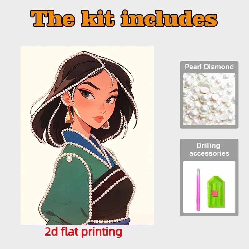 Disney Pearl Painting Mulan 5D DIY Pearl Picture Crafts for Adults/Beginners Gift Ideas Home Decor