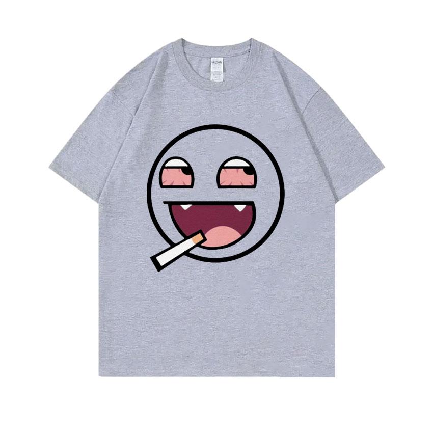 Epic Face Domo Kun Smoking Funny Meme T Shirts Unisex Unisex Casual Oversized Short Sleeves Tshirts Unisexs Fleece Cotton Tee Shirt