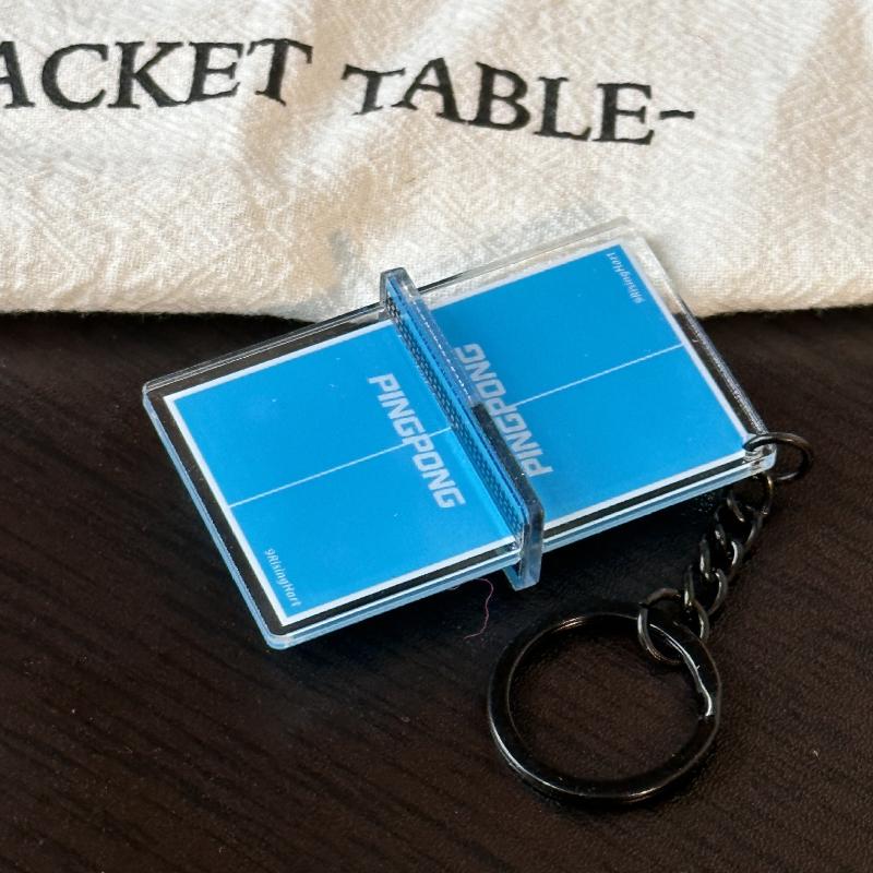 Acrylic Ping Pong Table Keychain Double Sided Mini 3D Sports Keyring Bag Pendant Car Key Chains Souvenir Gift