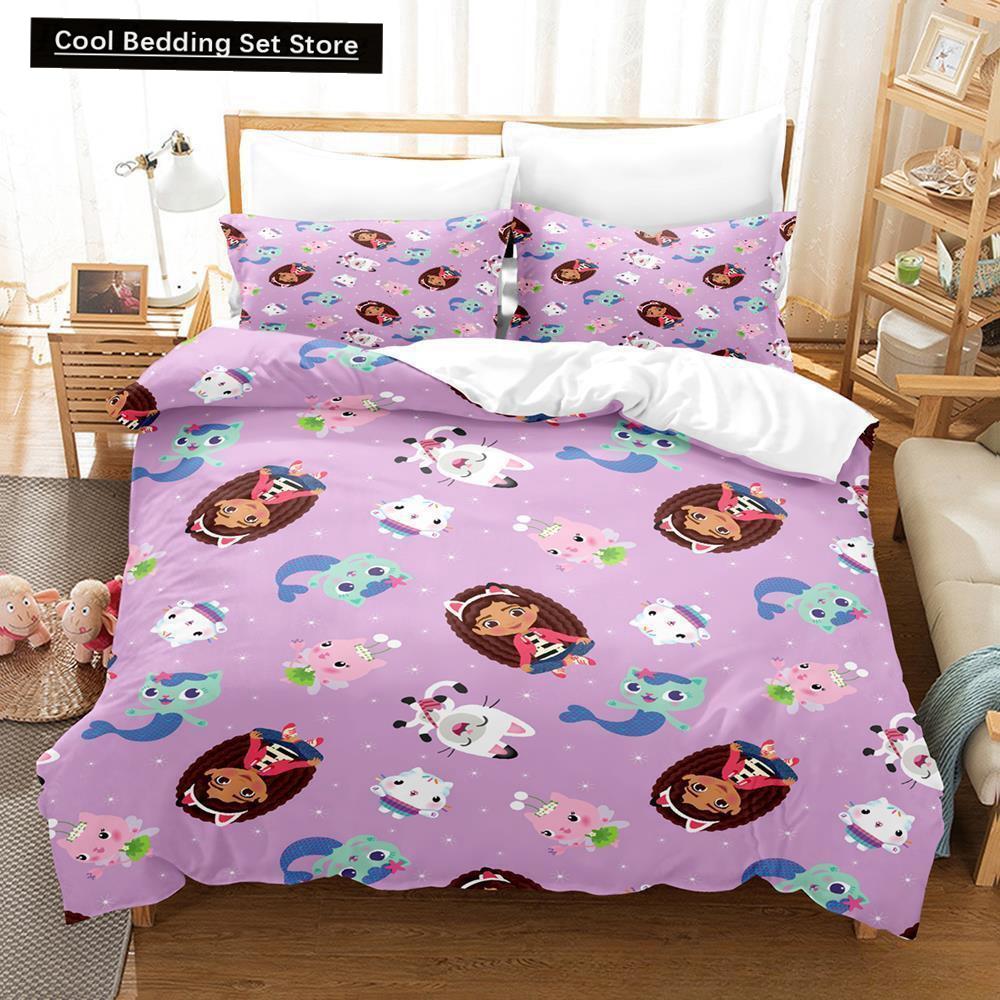 

Комплект постельного белья Gabbys Dollhouse Single Twin Full Queen King Size Bed Set Adult Kids Bedroom Duvet Cover Sets 3D Anime Bed Sheet Set EU Double(200x200cm)