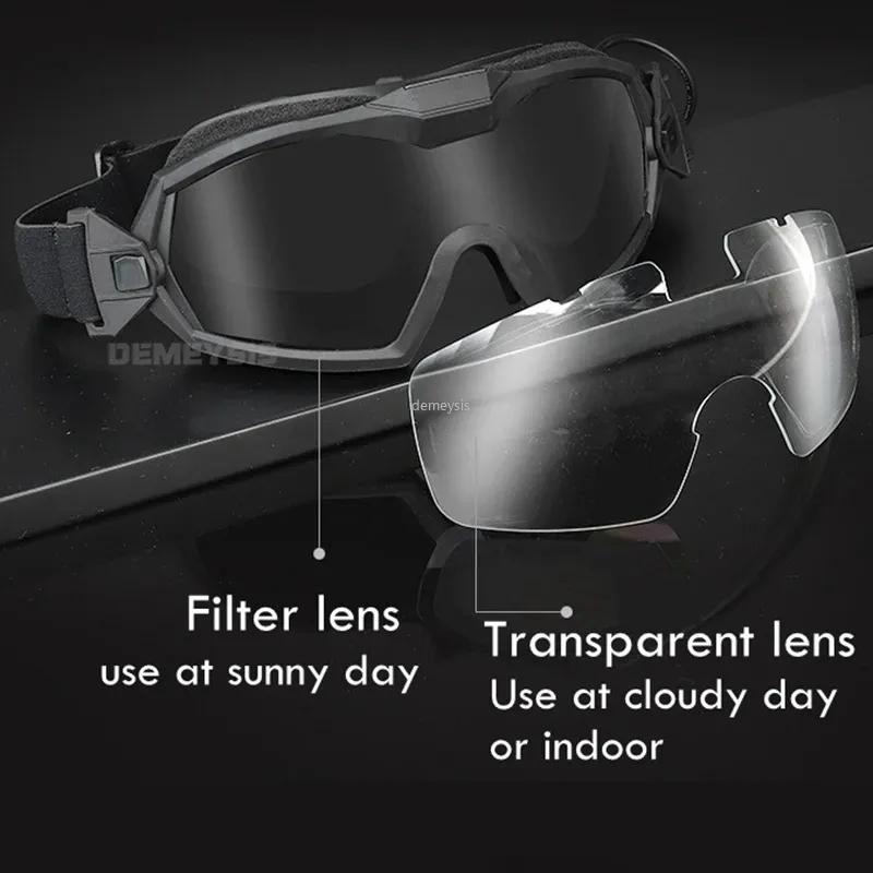 Tactical Goggles with Micro Fan Ourdoor Sport Airsoft Cs Wargame Shooting Glasses for Paintball Eyewear Hiking Sunglasses