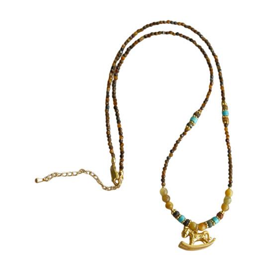 Collier Pendentif Cheval en Alliage Yousheng Léger Hypoallergénique Homme Femme Collier Pull Bijoux de Mode Accessoires Cadeau de Noël Anniversaire