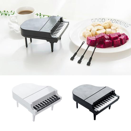9Pcs Piano Snack Cake Fruit Forks Home Cutlery Dessert Toothpicks Tableware