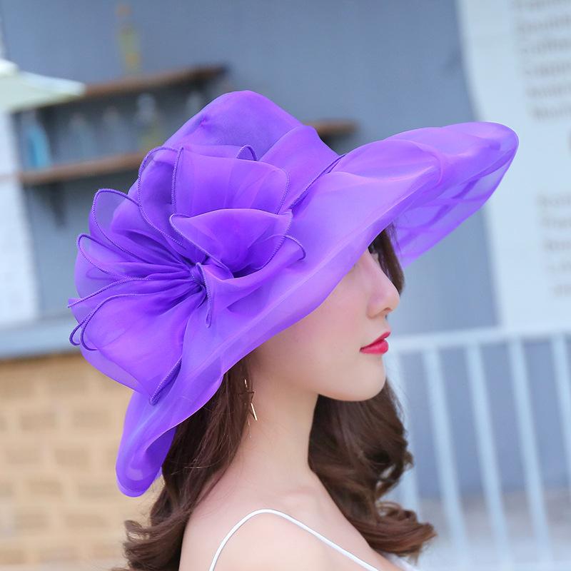 Hat Woman Summer Sunshade Sunscreen Big Brim Travel Photo Fashion Organza Sun Hat Large Brim Hat Outdoor