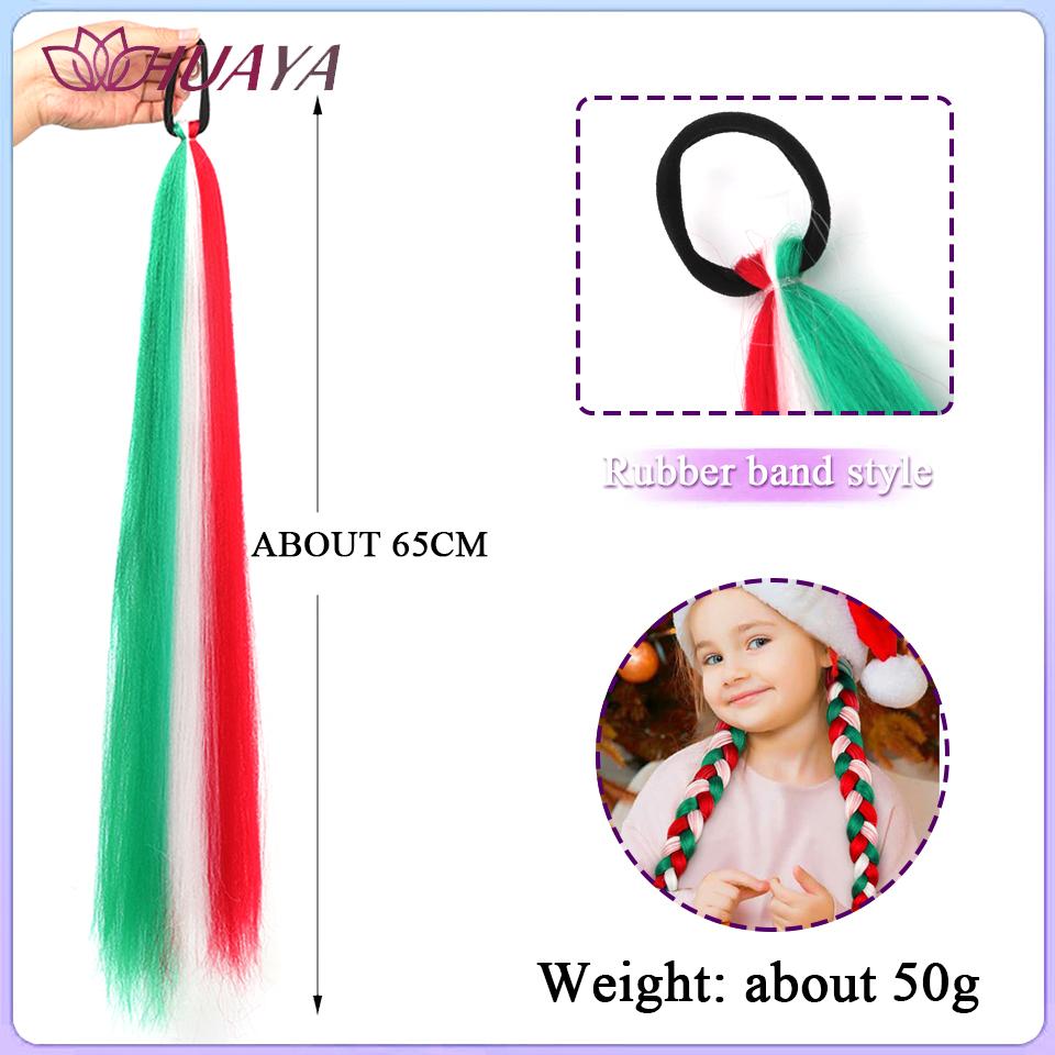26 Zoll Synthetische Pferdeschwanz-Extensions mit Gummiband Ombré Geflochten Bunter Pferdeschwanz DIY Pferdeschwanz Haare Tägliche Party-Nutzung