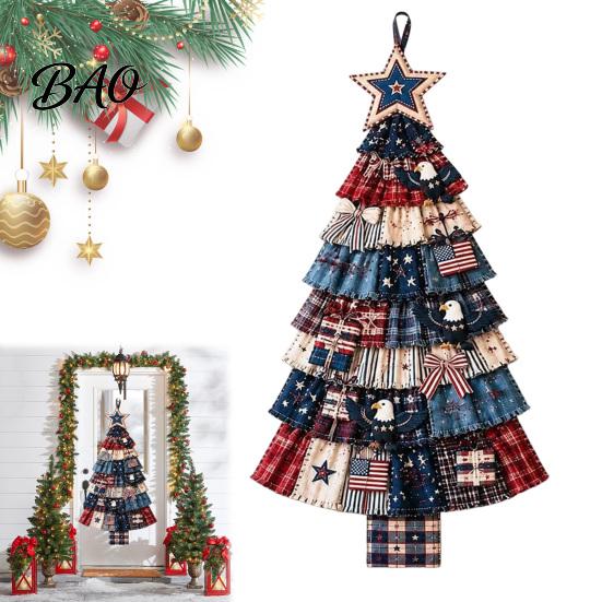 Stitched Fabric Keepsake for Fireplaces Christmas Handmade Door Hanging Kit, Patchwork Tree Decoration DIY Sewing Traditional Craft Project