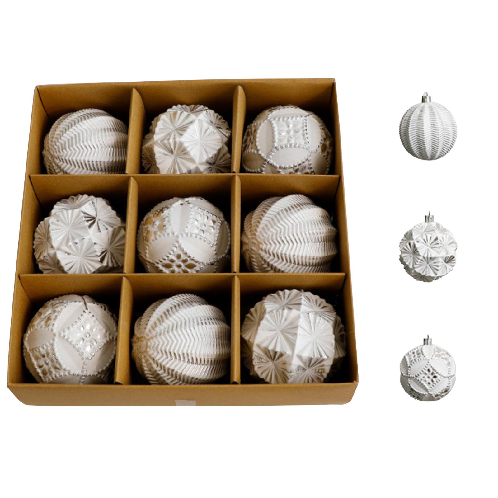 

8cm 9pcs Painted Colored Sticky Christmas Ball Set Boxed Christmas Decorations Christmas Tree Ornaments One Size серебряный