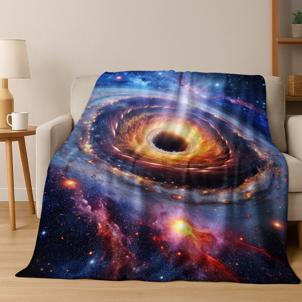 Dreamy Galaxy Universe Space Stars Black Hole Earth Flannel Blanket,Cozy Soft Throw Blanket for Home Bedroom Bed Sofa Cover Gift