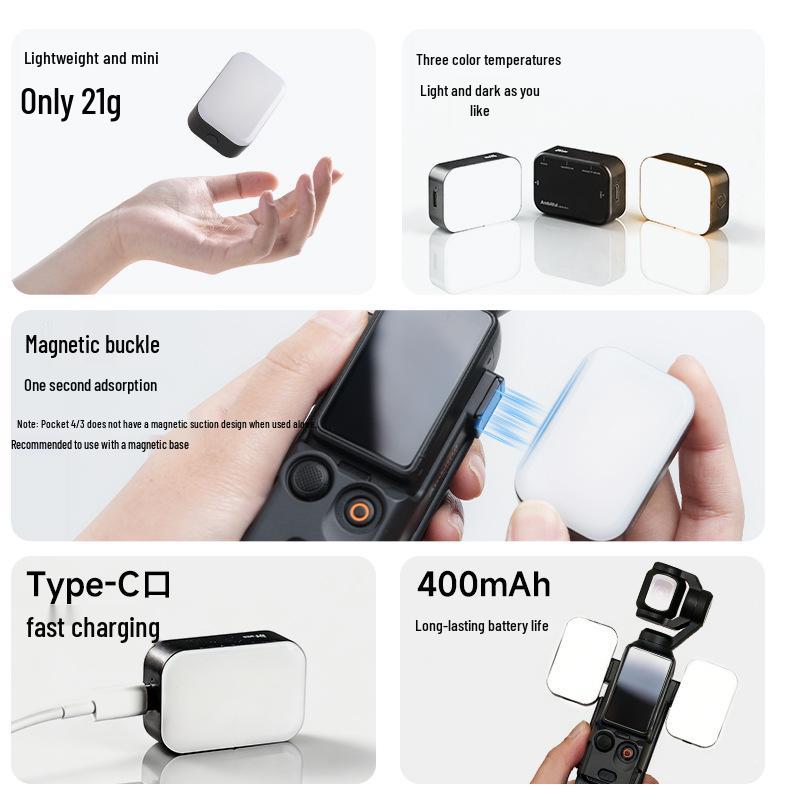Ambitful ML01 Magnetic Fill Light for DJI Pocket 4/3 Sports Cameras