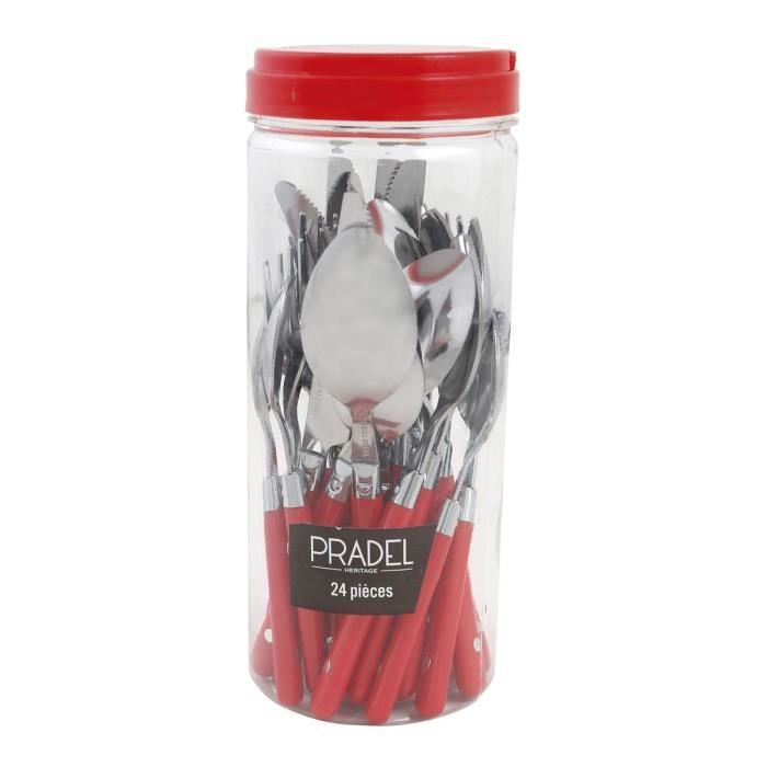 Ménagère 24 pièces - gimel - rouge - inox - style contemporain