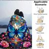 1pc Butterfly StainedGlass Lightweight Flannel Blanket, Comfortable and Warm Blanket, for Office and Camping Sofa Bed, Livingroom171