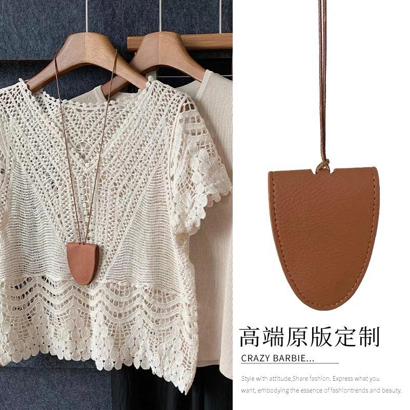 

Leather long necklace Korean ins bag pendant accessories women s halterneck portable glasses bag niche design fashion