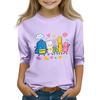 Kids Casual Printed Round Neck 3/4 Sleeve Top for Back to School