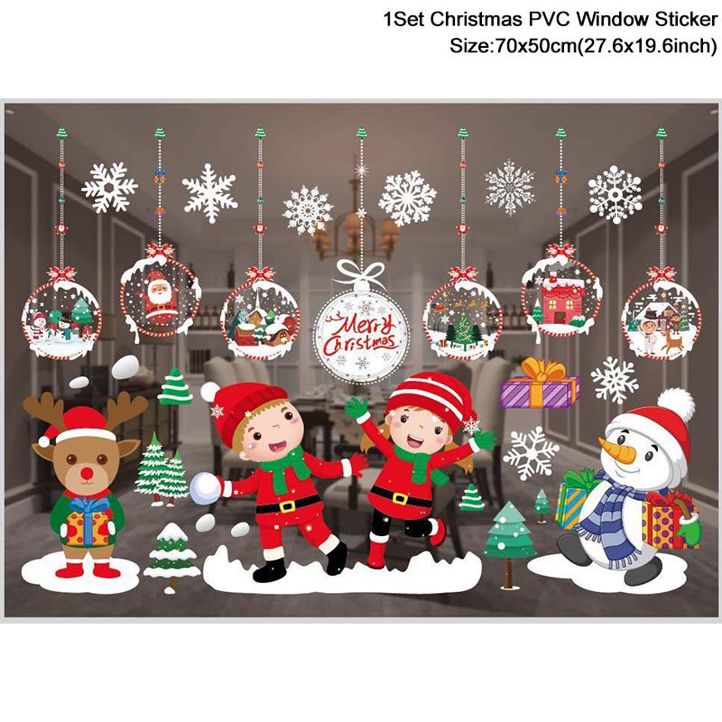 Christmas Window Stickers Santa Claus Snowflake DIY Wall Decal 2026 Christmas Decorations For Home New Year Ornaments Gift 2026