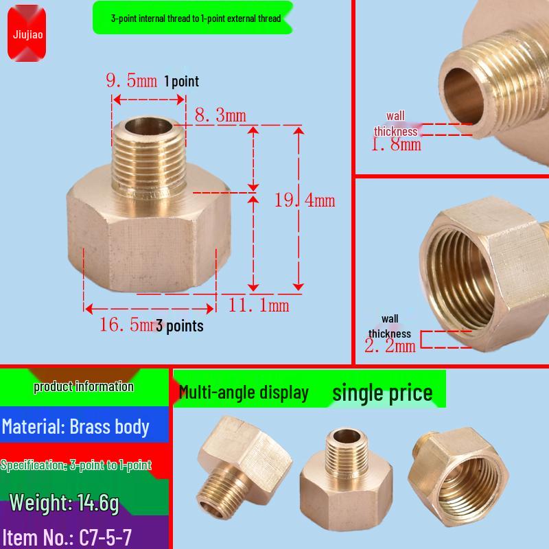 All-Copper Multi-Diameter Extension Connector: 1-6 Min, 1-Inch, Threaded for Water & Gas Pipes
