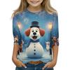 Christmas Children's 3/4 Sleeve Tops Casual  Printed Daily T Shirt Round Neck Pullover Blouse