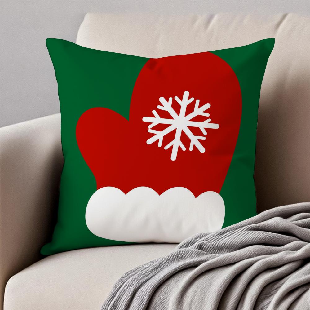 Christmas Cushion Cover Pillowcase Antidustmite Invisible Zipper Short Plush Sofa Cushion