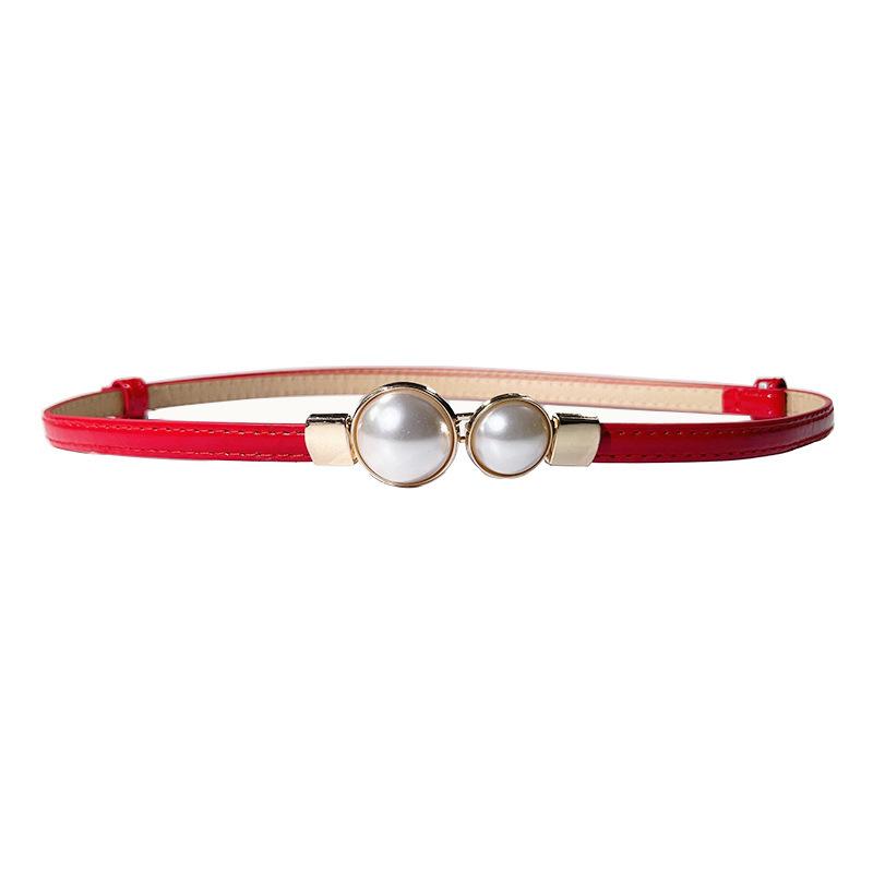 

Niche Design High-end Patent Leather Pearl Thin Belt Women s Decoration Versatile Dress Suit Waist-hugging Women s Belt 80-100cm
