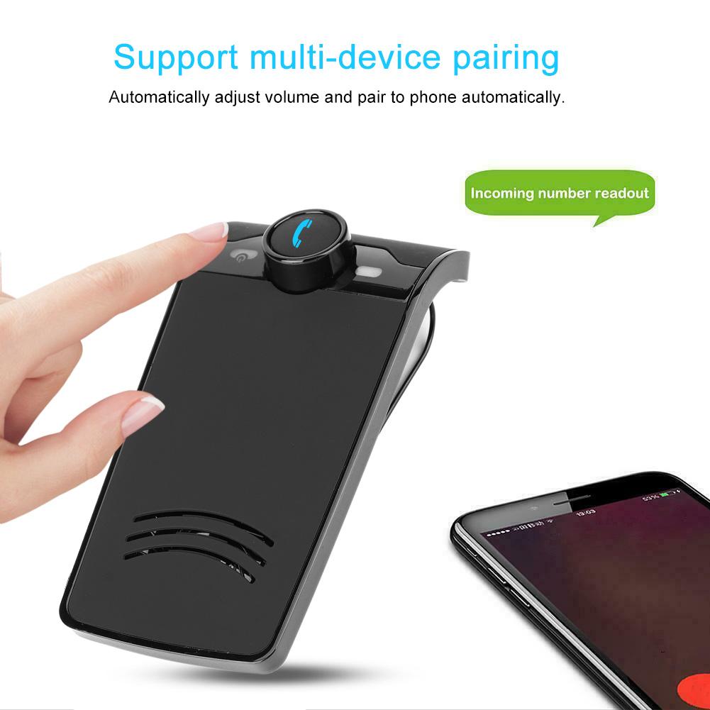 Car Bluetooth Handsfree Speakerphone Kit Sun Visor Clip Built In Speaker Auto Music Player