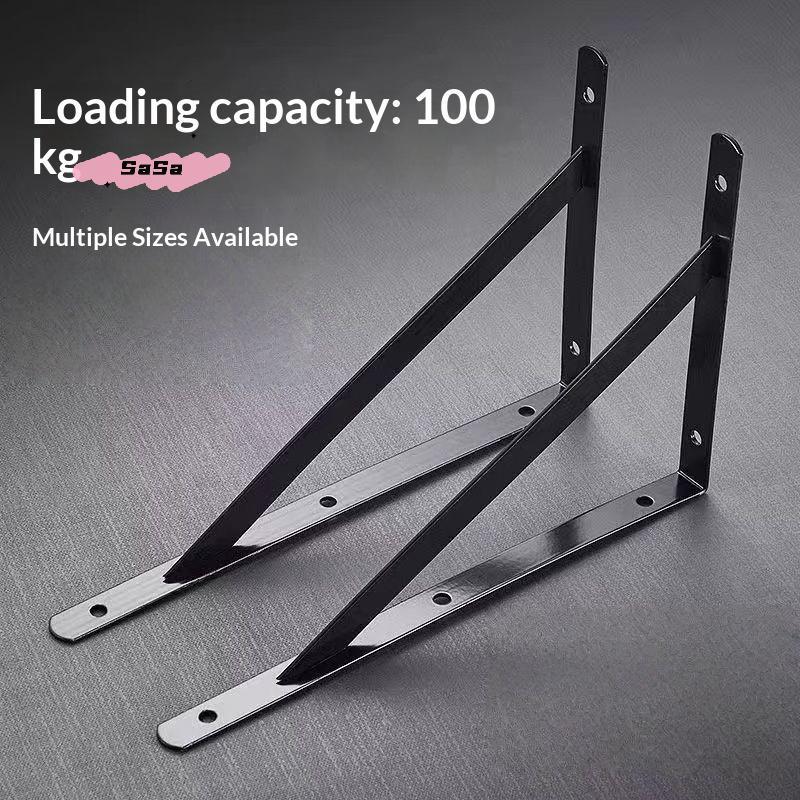 S-2Pcs Tripod Bracket Shelf Floating Shelf Heavy Duty Black/White Steel For Decorative Wall Mount Joint Angle Without Screws