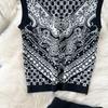 Letní dámský vintage barokní potisk přehlídkový dvoudílný set pletený svetr pulovr tílko topy a bodycon pouzdrová sukně outfity