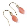 Pink Garnet Coral Earrings with Undyed Hooks, Marquise, Gold-Filled,