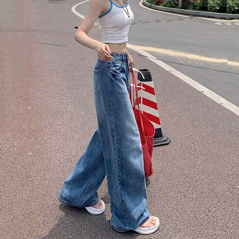 

Женские джинсы тай-дай с высокой посадкой и широкими штанинами - Коллекция Весна-Осень 2024 L синий