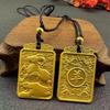 Gold Plated Chinese Zodiac Pendant Necklace Engraved Auspicious Patterns Adjustable Rope For Daily Wear Gifting