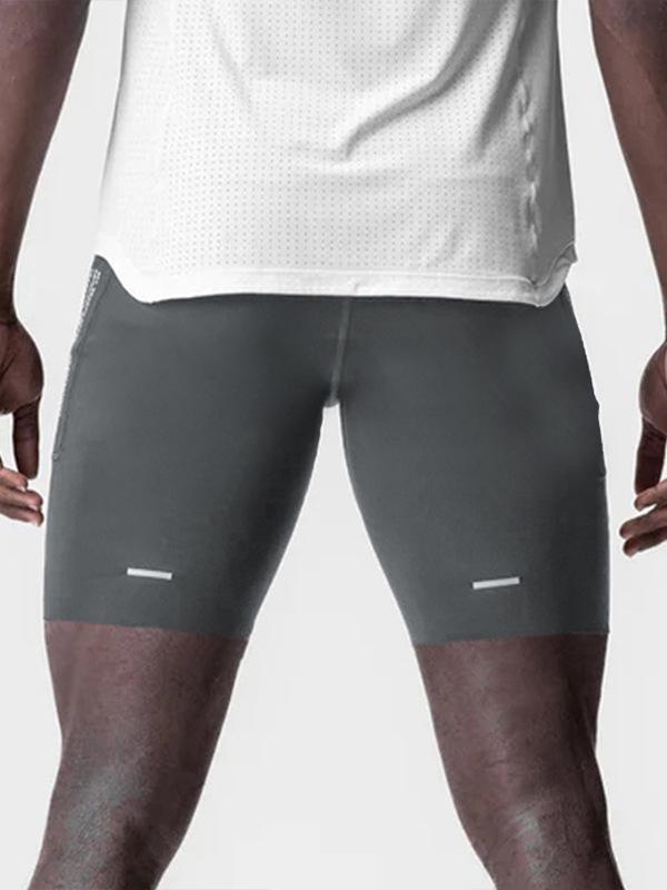 Men's Outdoor Quick-Dry Elastic Training Shorts with Reflective Details